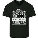 No Food Without Farming Farmers Mens V-Neck Cotton T-Shirt Black