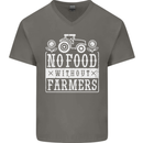 No Food Without Farming Farmers Mens V-Neck Cotton T-Shirt Charcoal