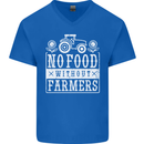 No Food Without Farming Farmers Mens V-Neck Cotton T-Shirt Royal Blue