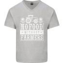 No Food Without Farming Farmers Mens V-Neck Cotton T-Shirt Sports Grey