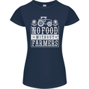 No Food Without Farming Farmers Womens Petite Cut T-Shirt Navy Blue