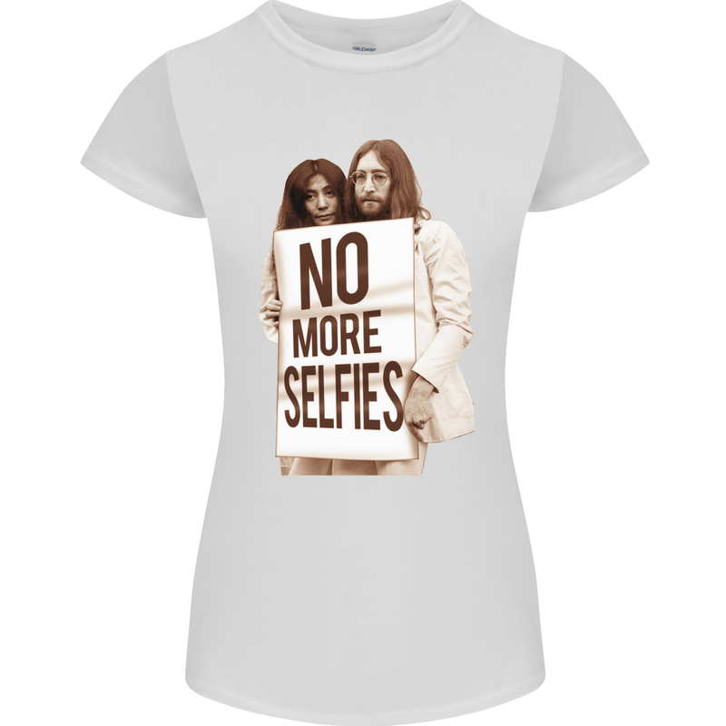 No More Selfies Funny Camer Photography Womens Petite Cut T-Shirt White