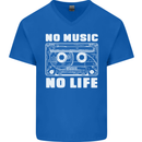 No Music No Life Retro Audio Cassette Mens V-Neck Cotton T-Shirt Royal Blue