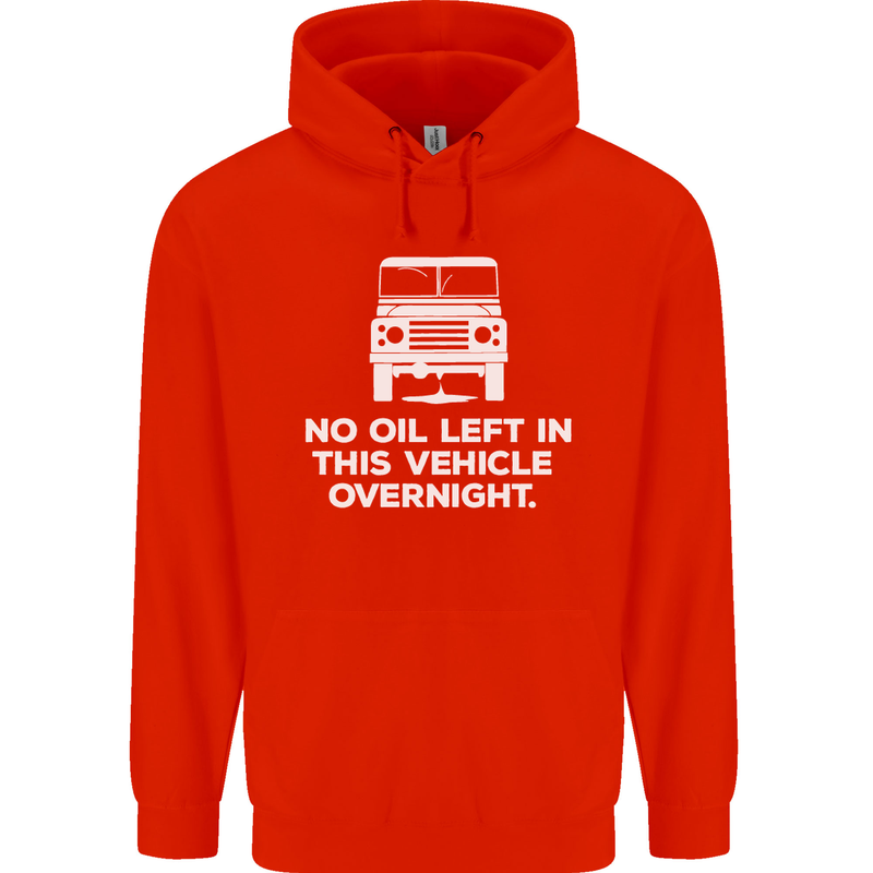 No Oil Left Vehicle Overnight 4X4 Off Road Childrens Kids Hoodie Bright Red