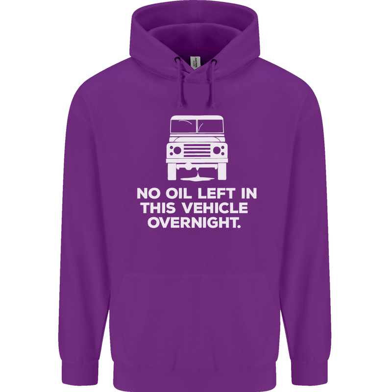 No Oil Left Vehicle Overnight 4X4 Off Road Childrens Kids Hoodie Purple