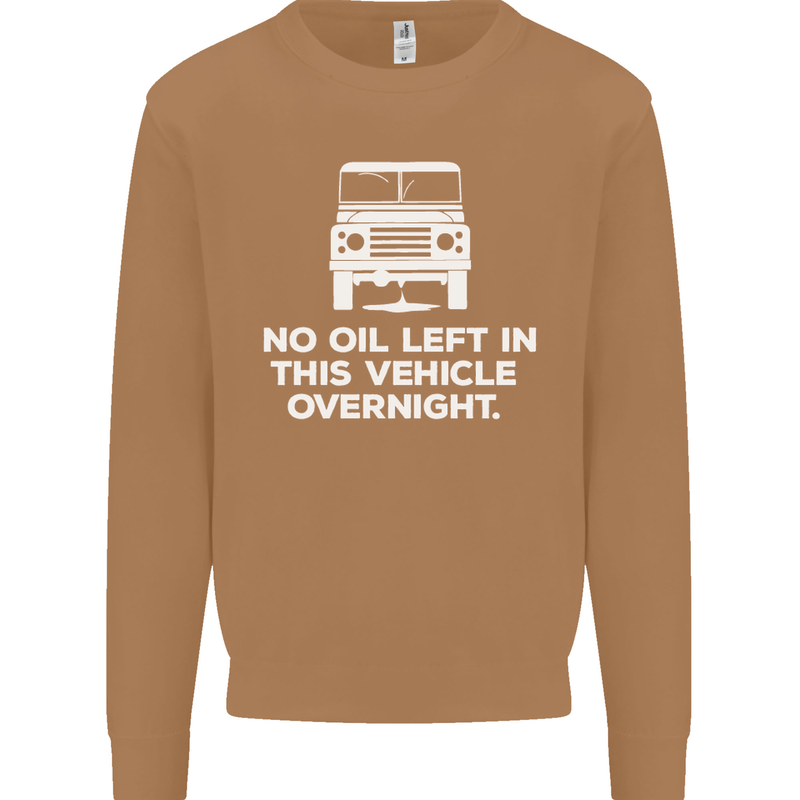 No Oil Left Vehicle Overnight 4X4 Off Road Mens Sweatshirt Jumper Caramel Latte