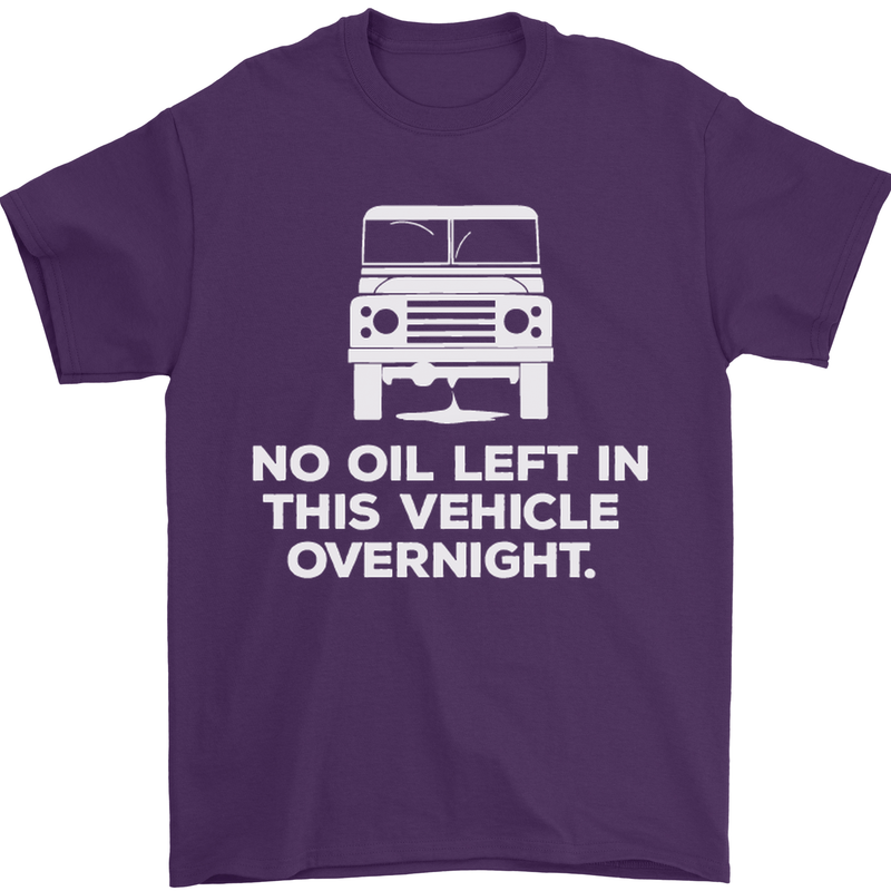 No Oil Left Vehicle Overnight 4X4 Off Road Mens T-Shirt Cotton Gildan Purple