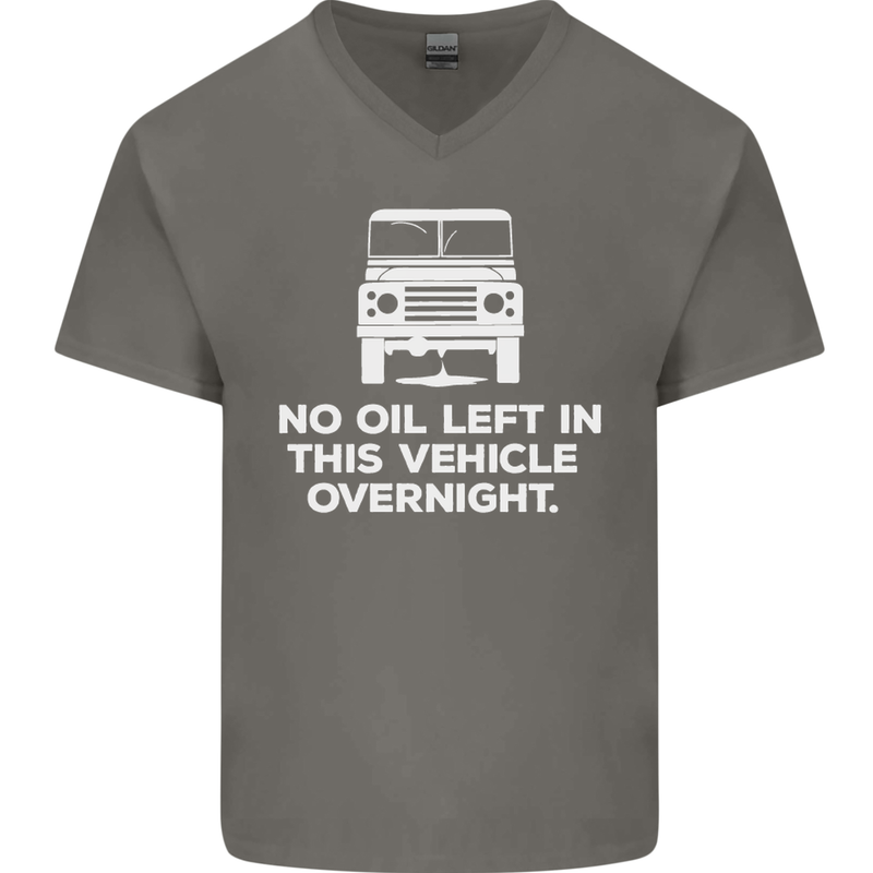 No Oil Left Vehicle Overnight 4X4 Off Road Mens V-Neck Cotton T-Shirt Charcoal