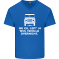 No Oil Left Vehicle Overnight 4X4 Off Road Mens V-Neck Cotton T-Shirt Royal Blue