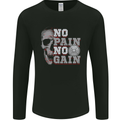 No Pain No Gain Gym Training Top Fitness Mens Long Sleeve T-Shirt Black