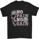 No Pain No Gain Gym Training Top Fitness Mens T-Shirt Cotton Gildan Black