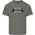 No Pain No Gain Workout Gym Training Top Mens Cotton T-Shirt Tee Top Charcoal