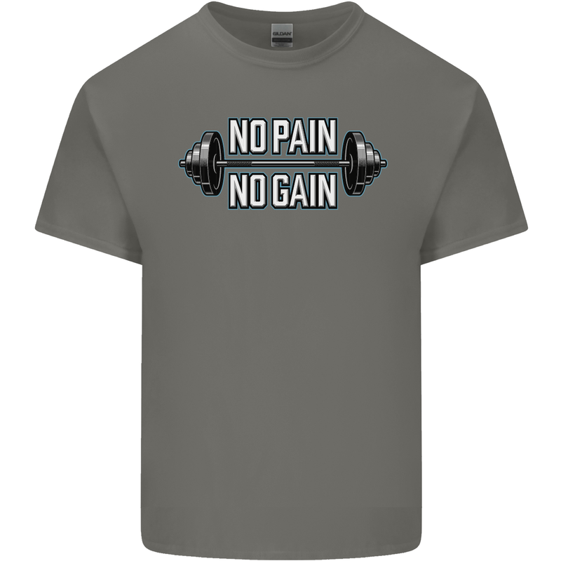 No Pain No Gain Workout Gym Training Top Mens Cotton T-Shirt Tee Top Charcoal