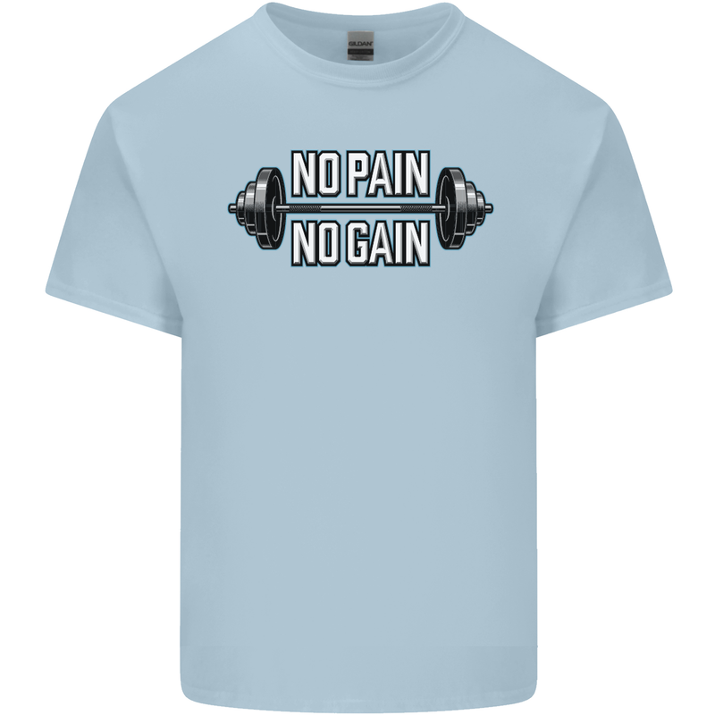 No Pain No Gain Workout Gym Training Top Mens Cotton T-Shirt Tee Top Light Blue