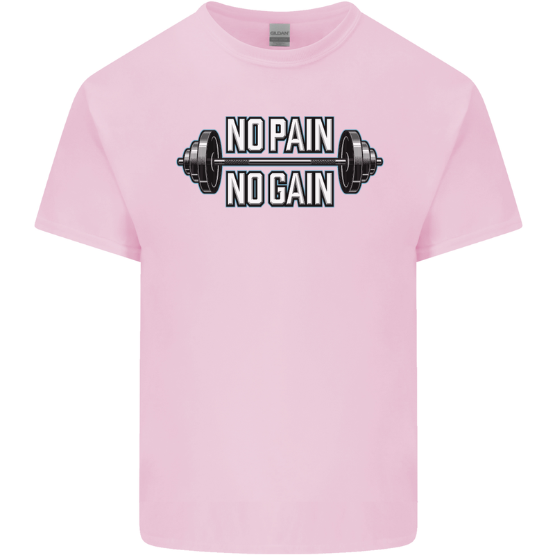 No Pain No Gain Workout Gym Training Top Mens Cotton T-Shirt Tee Top Light Pink