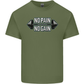 No Pain No Gain Workout Gym Training Top Mens Cotton T-Shirt Tee Top Military Green