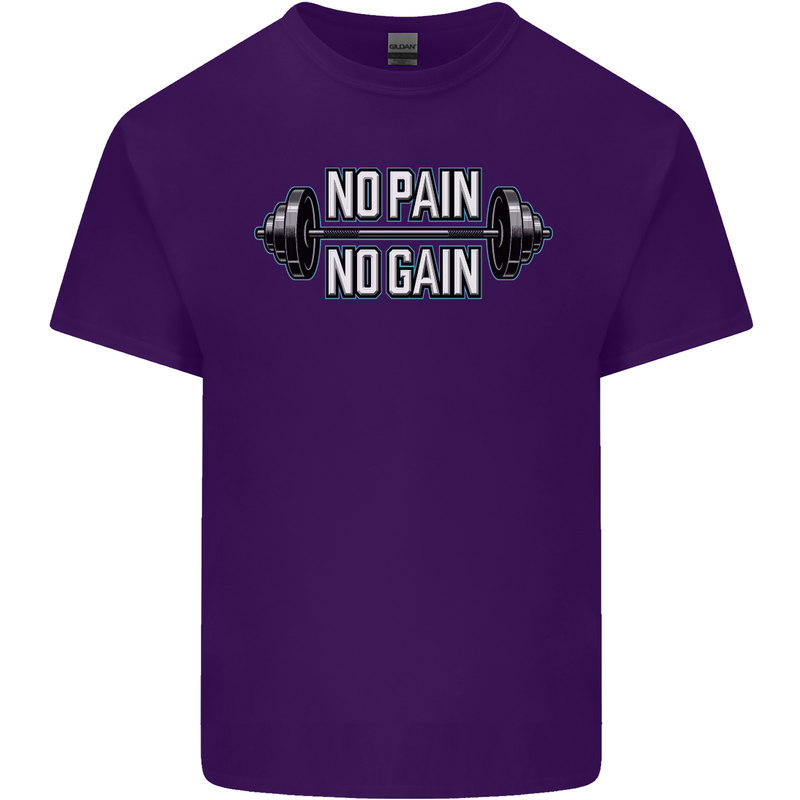 No Pain No Gain Workout Gym Training Top Mens Cotton T-Shirt Tee Top Purple