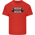 No Pain No Gain Workout Gym Training Top Mens Cotton T-Shirt Tee Top Red