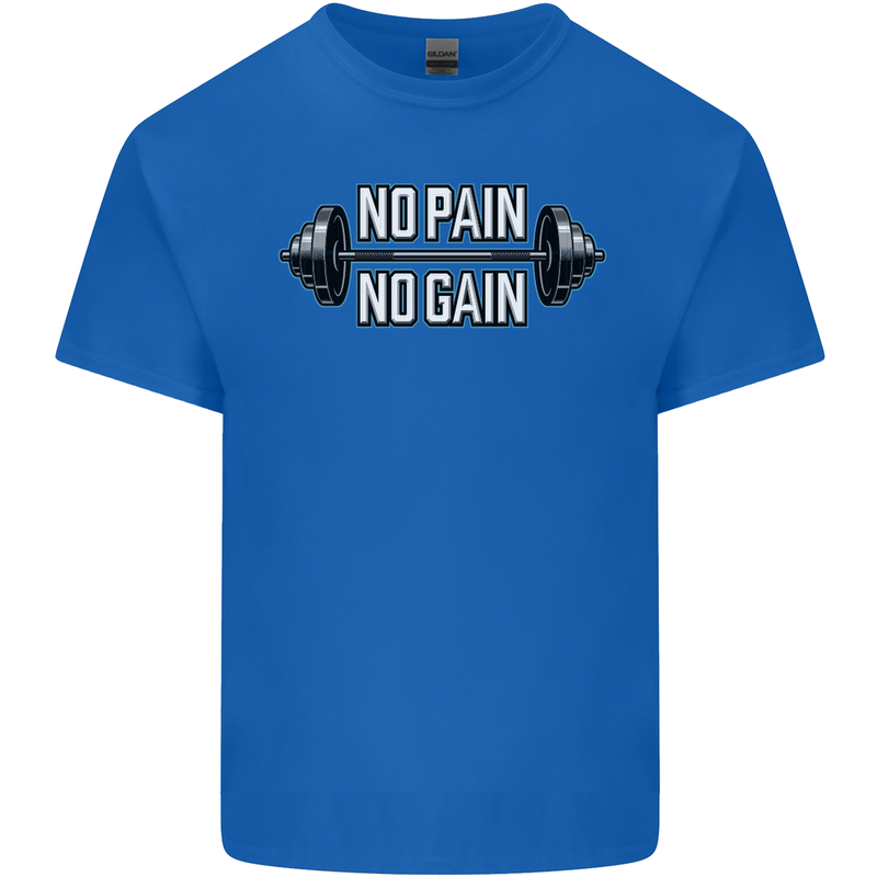 No Pain No Gain Workout Gym Training Top Mens Cotton T-Shirt Tee Top Royal Blue