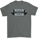 No Pain No Gain Workout Gym Training Top Mens T-Shirt Cotton Gildan Charcoal