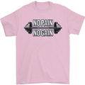 No Pain No Gain Workout Gym Training Top Mens T-Shirt Cotton Gildan Light Pink