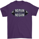 No Pain No Gain Workout Gym Training Top Mens T-Shirt Cotton Gildan Purple