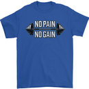 No Pain No Gain Workout Gym Training Top Mens T-Shirt Cotton Gildan Royal Blue