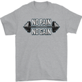 No Pain No Gain Workout Gym Training Top Mens T-Shirt Cotton Gildan Sports Grey