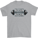 No Pain No Gain Workout Gym Training Top Mens T-Shirt Cotton Gildan Sports Grey