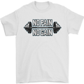 No Pain No Gain Workout Gym Training Top Mens T-Shirt Cotton Gildan White