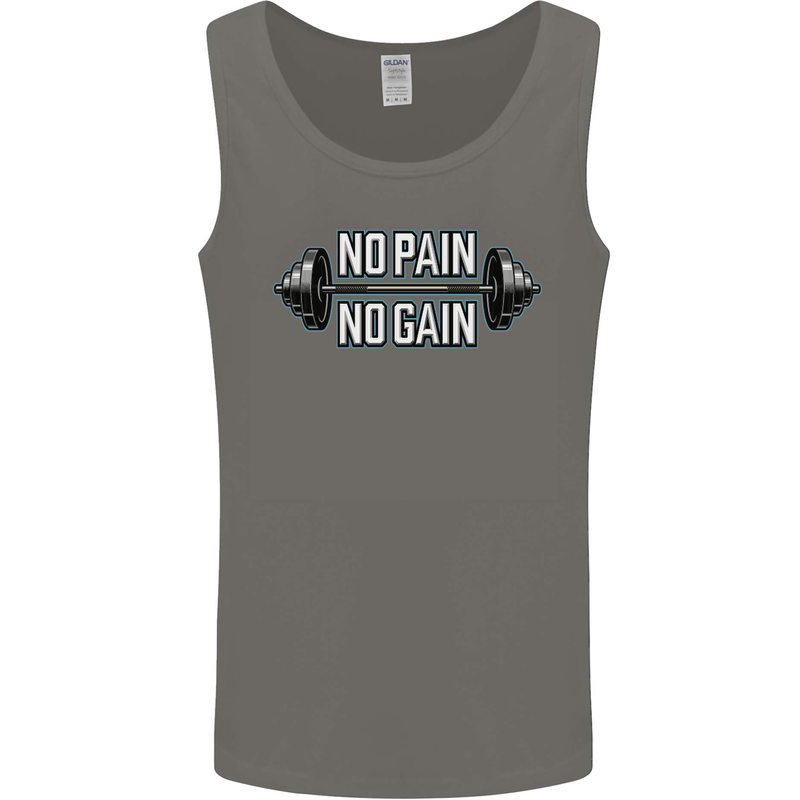 No Pain No Gain Workout Gym Training Top Mens Vest Tank Top Charcoal