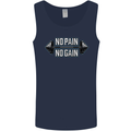 No Pain No Gain Workout Gym Training Top Mens Vest Tank Top Navy Blue