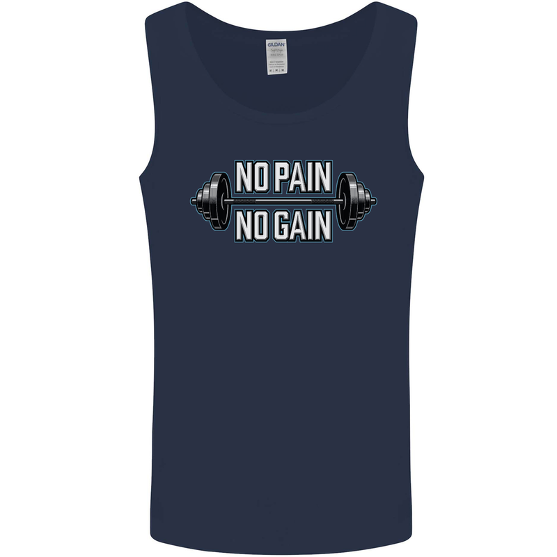 No Pain No Gain Workout Gym Training Top Mens Vest Tank Top Navy Blue