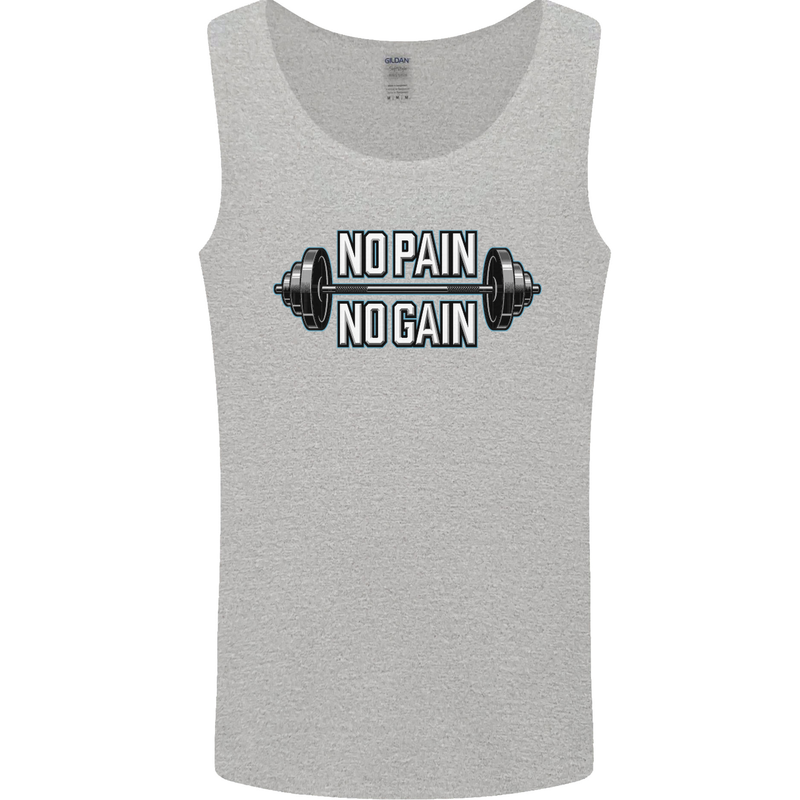 No Pain No Gain Workout Gym Training Top Mens Vest Tank Top Sports Grey