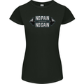 No Pain No Gain Workout Gym Training Top Womens Petite Cut T-Shirt Black