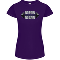 No Pain No Gain Workout Gym Training Top Womens Petite Cut T-Shirt Purple