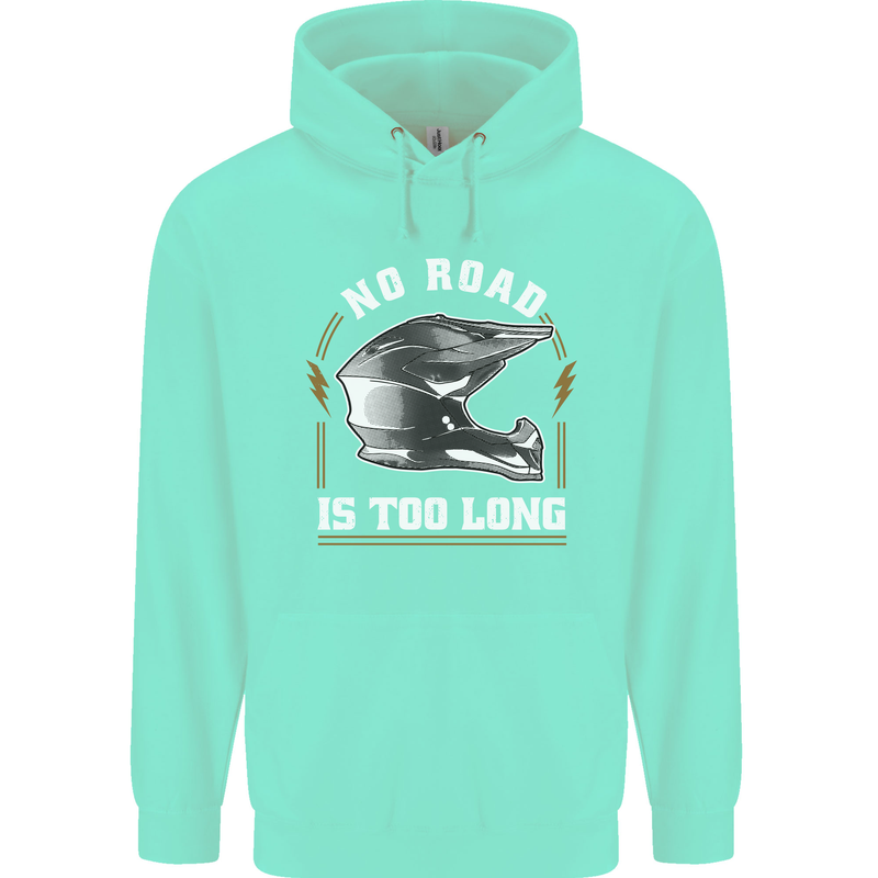No Road Too Long Motocross MotoX Dirt Bike Childrens Kids Hoodie Peppermint