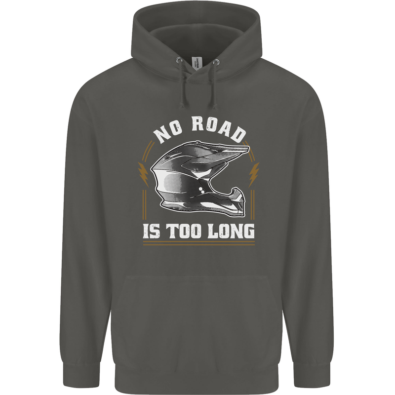No Road Too Long Motocross MotoX Dirt Bike Childrens Kids Hoodie Storm Grey