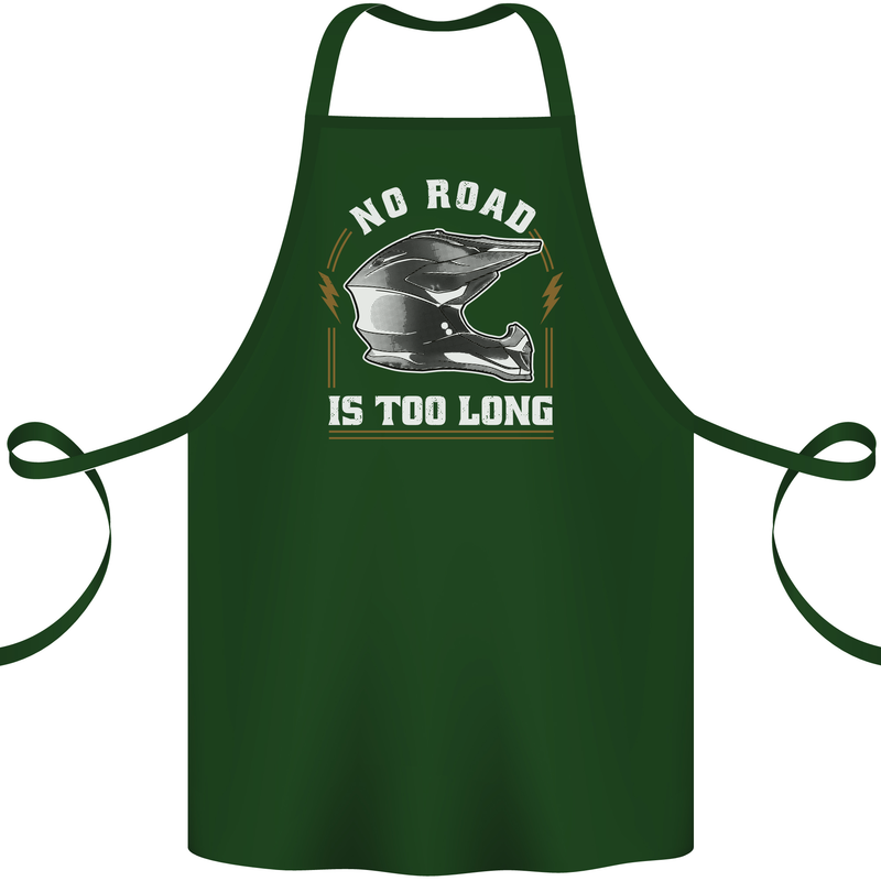 No Road Too Long Motocross MotoX Dirt Bike Cotton Apron 100% Organic Forest Green