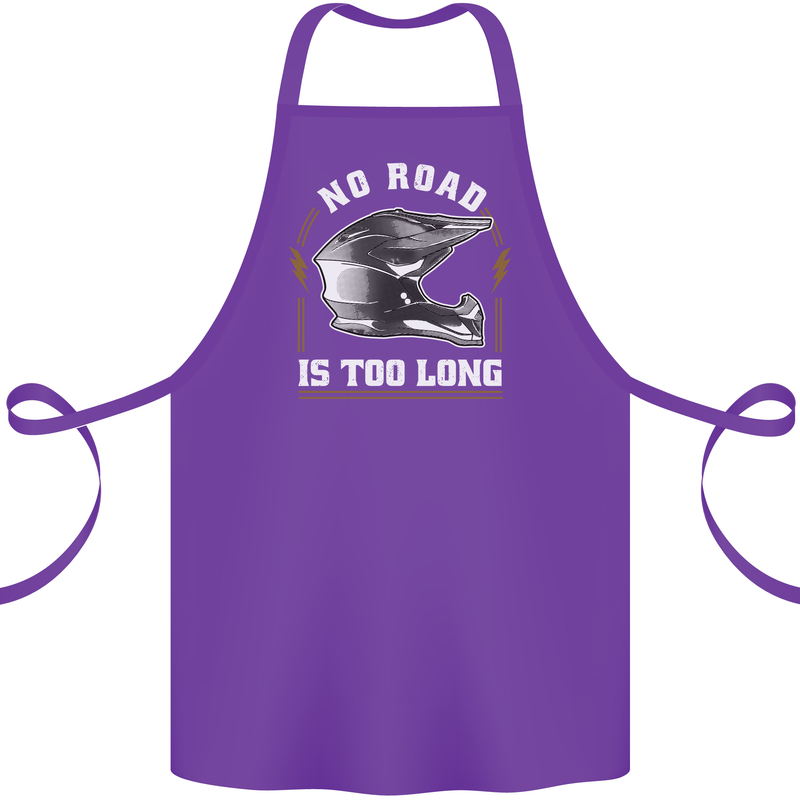 No Road Too Long Motocross MotoX Dirt Bike Cotton Apron 100% Organic Purple