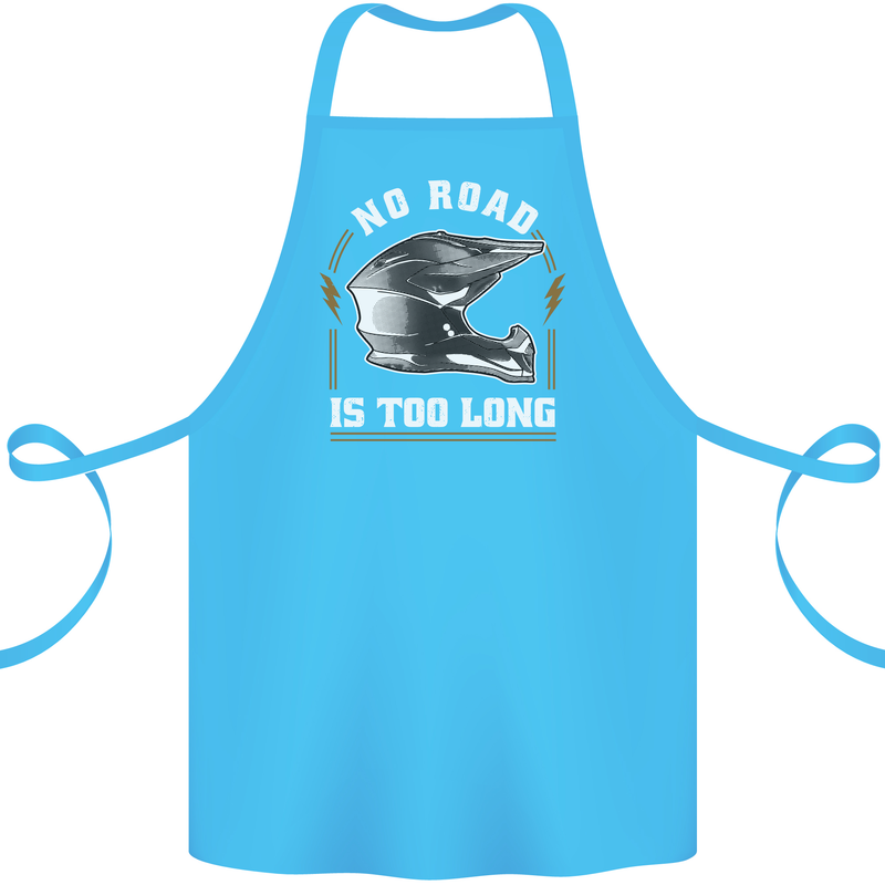 No Road Too Long Motocross MotoX Dirt Bike Cotton Apron 100% Organic Turquoise
