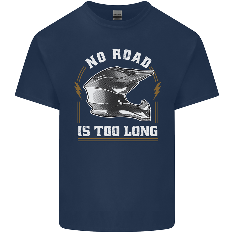 No Road Too Long Motocross MotoX Dirt Bike Kids T-Shirt Childrens Navy Blue