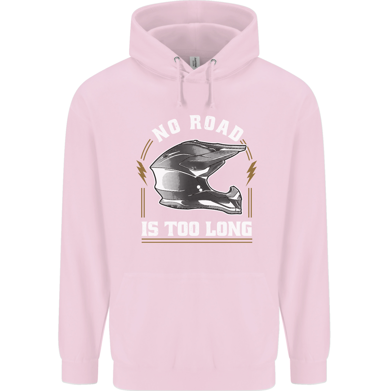 No Road Too Long Motocross MotoX Dirt Bike Mens 80% Cotton Hoodie Light Pink