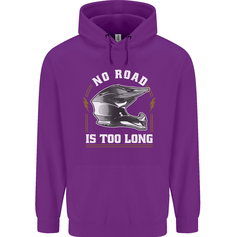 No Road Too Long Motocross MotoX Dirt Bike Mens 80% Cotton Hoodie Purple