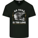 No Road Too Long Motocross MotoX Dirt Bike Mens V-Neck Cotton T-Shirt Black