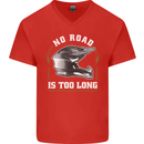No Road Too Long Motocross MotoX Dirt Bike Mens V-Neck Cotton T-Shirt Red