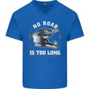 No Road Too Long Motocross MotoX Dirt Bike Mens V-Neck Cotton T-Shirt Royal Blue