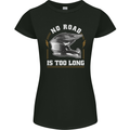 No Road Too Long Motocross MotoX Dirt Bike Womens Petite Cut T-Shirt Black