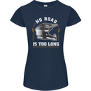 No Road Too Long Motocross MotoX Dirt Bike Womens Petite Cut T-Shirt Navy Blue