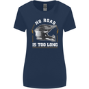 No Road Too Long Motocross MotoX Dirt Bike Womens Wider Cut T-Shirt Navy Blue